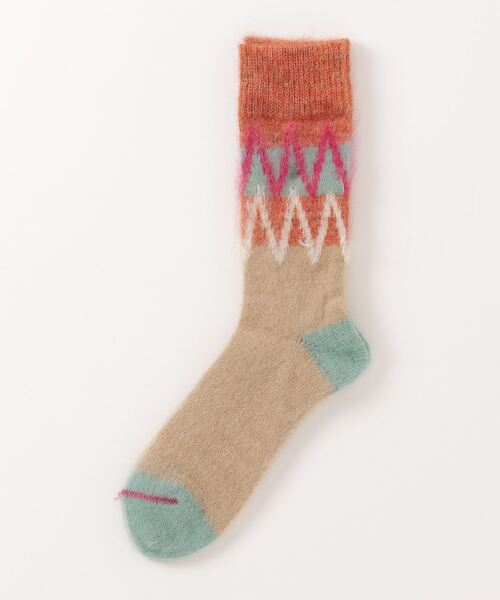 BLOHM(ブローム)の「BLOHM/ブローム/WAVE MOHAIR SOCKS(ソックス/靴下・メンズ・オレンジ/グレー・F)」の2枚目の写真