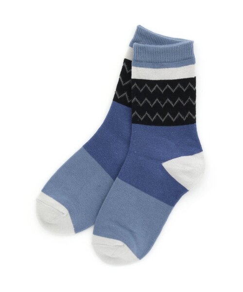 Ampersand(アンパサンド)の「マルチボーダーソックス(ソックス/靴下・キッズ・サックスブルー/オレンジ/グレー・12/15 /18/21/24)」の3枚目の写真