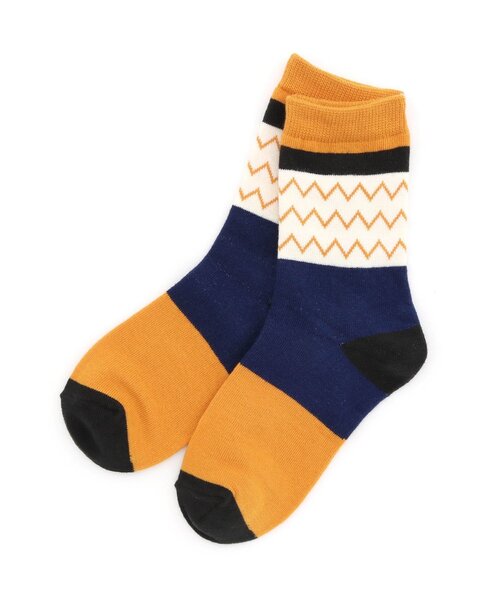 Ampersand(アンパサンド)の「マルチボーダーソックス(ソックス/靴下・キッズ・サックスブルー/オレンジ/グレー・12/15 /18/21/24)」の1枚目の写真