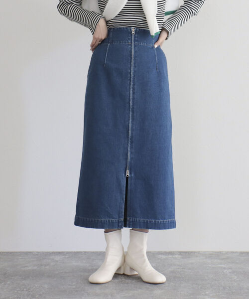 fredy emue（フレディエミュ）の「デニム前ファスナータイトスカート（デニムスカート・レディース・ネイビー/ブルー・36/38）」の3枚目の写真
