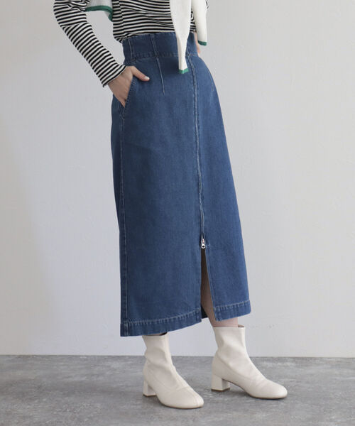 fredy emue（フレディエミュ）の「デニム前ファスナータイトスカート（デニムスカート・レディース・ネイビー/ブルー・36/38）」の5枚目の写真