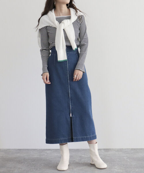 fredy emue（フレディエミュ）の「デニム前ファスナータイトスカート（デニムスカート・レディース・ネイビー/ブルー・36/38）」の8枚目の写真