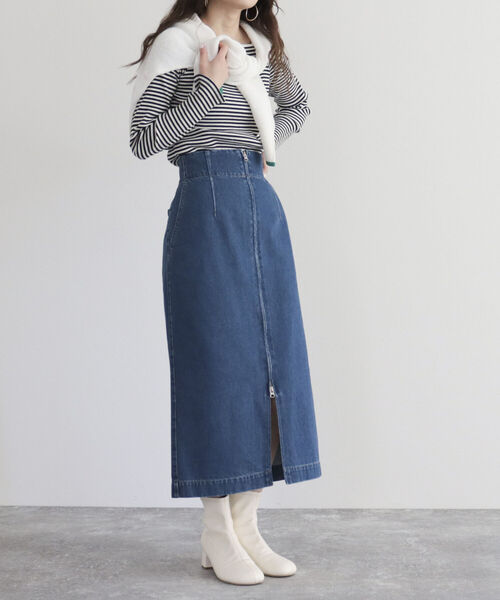 fredy emue（フレディエミュ）の「デニム前ファスナータイトスカート（デニムスカート・レディース・ネイビー/ブルー・36/38）」の9枚目の写真