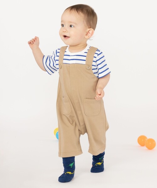 SHIPS(シップス)の「SHIPS KIDS:フェイク オーバーオール ロンパース(ロンパース・キッズ・ブルー/イエロー/ライトグリーン・70/80)」の1枚目の写真