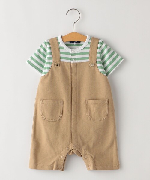 SHIPS(シップス)の「SHIPS KIDS:フェイク オーバーオール ロンパース(ロンパース・キッズ・ブルー/イエロー/ライトグリーン・70/80)」の2枚目の写真