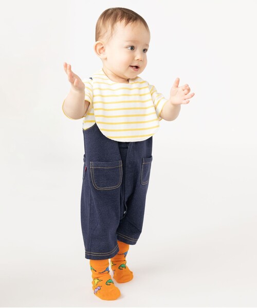 SHIPS(シップス)の「SHIPS KIDS:フェイク オーバーオール ロンパース(ロンパース・キッズ・ブルー/イエロー/ライトグリーン・70/80)」の6枚目の写真