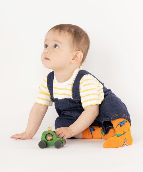 SHIPS(シップス)の「SHIPS KIDS:フェイク オーバーオール ロンパース(ロンパース・キッズ・ブルー/イエロー/ライトグリーン・70/80)」の5枚目の写真