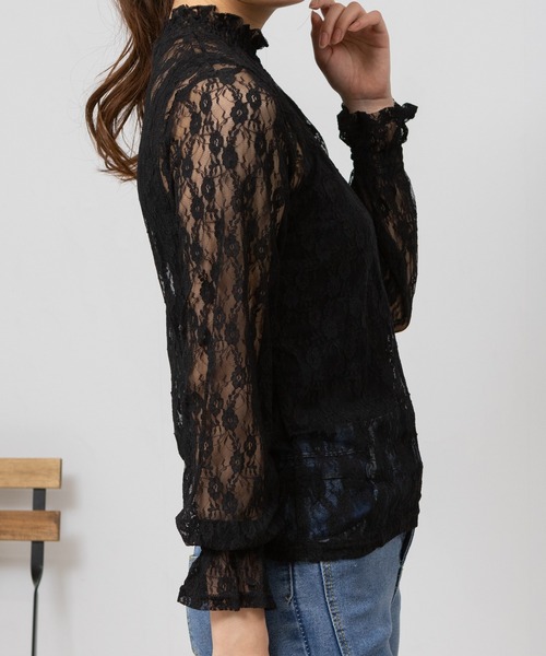 pumpkin port(パンプキンポート)の「【M,L,LL 3サイズ展開】レース プチハイ 長袖 カットソー(Tシャツ/カットソー・レディース・アイボリー/ブラック・MEDIUM/LL/L)」の20枚目の写真
