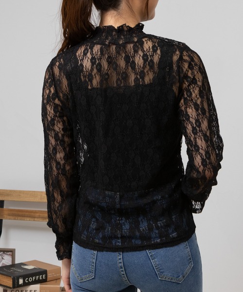 pumpkin port(パンプキンポート)の「【M,L,LL 3サイズ展開】レース プチハイ 長袖 カットソー(Tシャツ/カットソー・レディース・アイボリー/ブラック・MEDIUM/LL/L)」の14枚目の写真