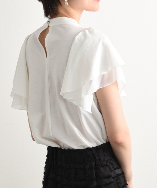 INTERPLANET(インタープラネット)の「【接触冷感】シフォン配色スリーブプルオーバー(Tシャツ/カットソー・レディース・オフホワイト/グレイッシュベージュ/ブラック・FREE)」の18枚目の写真