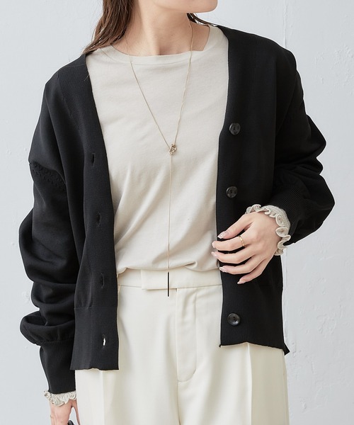 PUAL CE CIN（ピュアルセシン）の「【WEB限定】スポンディッシュカーディガン（カーディガン/ボレロ・レディース・ライトグレー/ピンク/オフホワイト/ブルー/ブラック・FREE）」の16枚目の写真