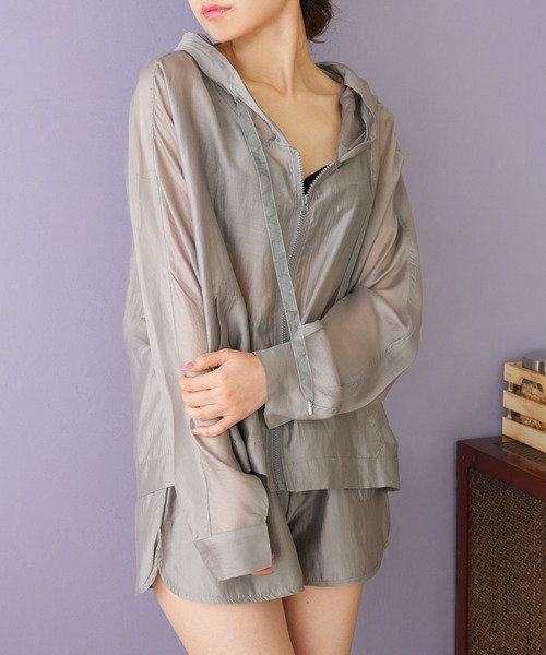 IAMUSE（アイアミューズ）の「シアーパーカーセットアップ　ビーチウェア/ラッシュガード S0929【IAMUSE】（ラッシュガード・レディース・グレー/アイボリー・FREE）」の17枚目の写真