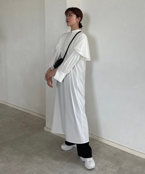 I_am（アイアム）の「flare cape tuck op（ワンピース・レディース・ホワイト/ベージュ/イエロー系その他・FREE）」の19枚目の写真