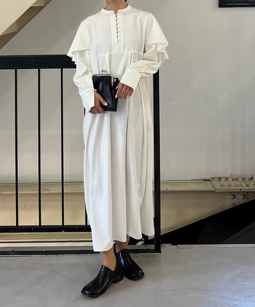 I_am（アイアム）の「flare cape tuck op（ワンピース・レディース・ホワイト/ベージュ/イエロー系その他・FREE）」の20枚目の写真