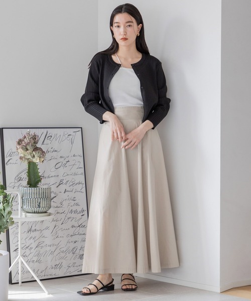 LOWRYS FARM（ローリーズファーム）の「ハイウエスト２ＷＡＹフレアスカート　192127（スカート・レディース・ブラウン/ブラック/アイボリー・FREE）」の5枚目の写真