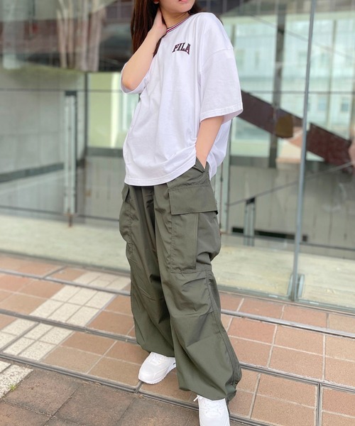 FILA（フィラ）の「FILA フィラ ブランド ロゴ ワンポイント 刺繍 ライン リブ コットン 半袖 Tシャツ（Tシャツ/カットソー・メンズ・ブラック/ネイビー/ホワイト・L/M/LL）」の10枚目の写真
