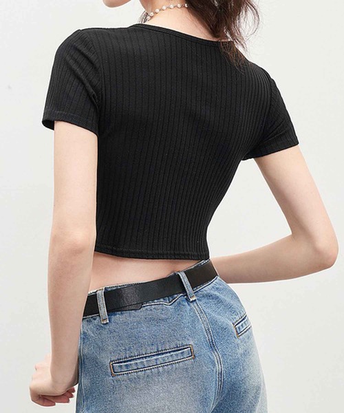 ﾌﾛﾝﾄﾚｰｽｱｯﾌﾟﾘﾌﾞﾄｯﾌﾟｽ（Tシャツ/カットソー）｜SPIGA（スピーガ