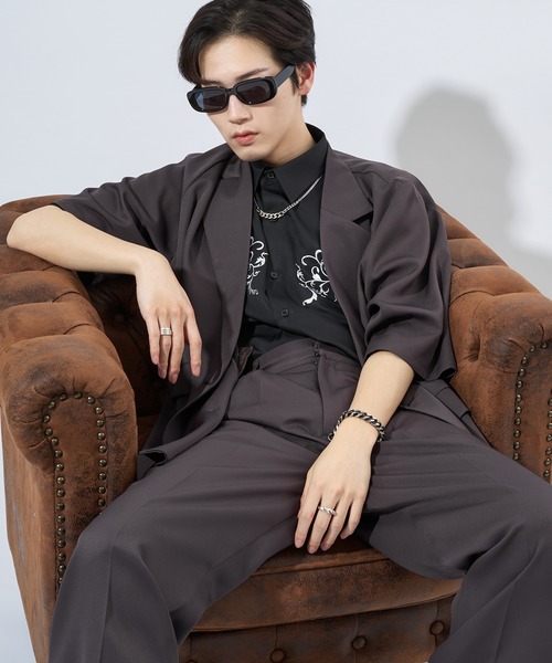 Adoon plain(アドーンプレーン)の「【Adoon plain】フラワー刺繍シャツ(シャツ/ブラウス・メンズ・ブラック/チャコールグレー・MEDIUM/LARGE)」の15枚目の写真