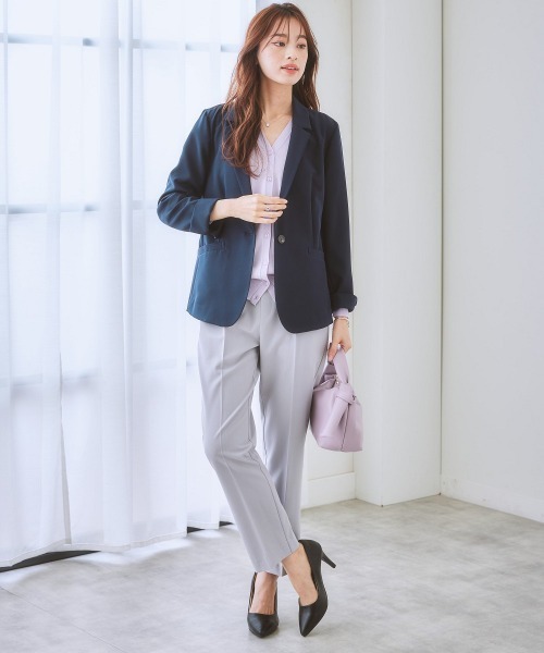 7days Life Styling（セブンデイズライフスタイリング）の「【ひんやり接触冷感】抜け感Ｖネックカーディガン（ＵＶカット・毛玉防止）（カーディガン/ボレロ・レディース・ラベンダー/オフホワイト/ブラック/ライトグリーン/杢グレー/ネイビー/ブルーグレー/グリーン系/ライム/ベージュ/グレー系/グレイッシュベージュ・LL/M/S/L/3L/5L/4L）」の13枚目の写真