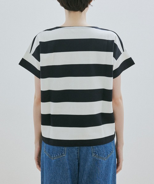 SALON adam et rope'（サロン アダム エ ロペ）の「[大好評アイテムが今年も登場！]【WEB・一部店舗限定】ポンチワイドボーダーTシャツ（Tシャツ/カットソー・レディース・ブラック/ブラウン系その他2・FREE）」の10枚目の写真