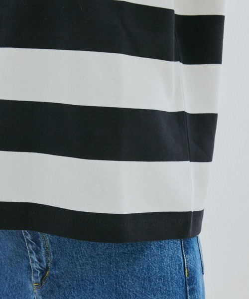 SALON adam et rope'（サロン アダム エ ロペ）の「[大好評アイテムが今年も登場！]【WEB・一部店舗限定】ポンチワイドボーダーTシャツ（Tシャツ/カットソー・レディース・ブラック/ブラウン系その他2・FREE）」の13枚目の写真
