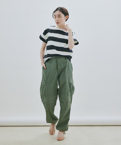 SALON adam et rope'（サロン アダム エ ロペ）の「[大好評アイテムが今年も登場！]【WEB・一部店舗限定】ポンチワイドボーダーTシャツ（Tシャツ/カットソー・レディース・ブラック/ブラウン系その他2・FREE）」の18枚目の写真