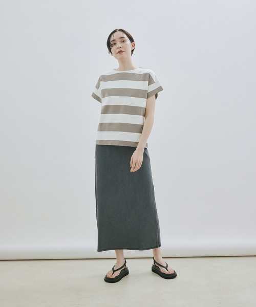 SALON adam et rope'（サロン アダム エ ロペ）の「[大好評アイテムが今年も登場！]【WEB・一部店舗限定】ポンチワイドボーダーTシャツ（Tシャツ/カットソー・レディース・ブラック/ブラウン系その他2・FREE）」の19枚目の写真
