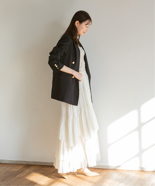 追加》麻ストレッチピークドラペルダブルジャケット（テーラード