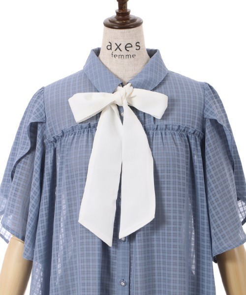 axes femme（アクシーズファム）の「シアーチェックチュニックワンピース（ワンピース・レディース・ブルー/ブラック/ピンク・FREE）」の11枚目の写真