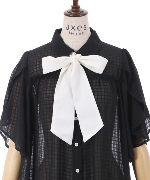 axes femme（アクシーズファム）の「シアーチェックチュニックワンピース（ワンピース・レディース・ブルー/ブラック/ピンク・FREE）」の20枚目の写真