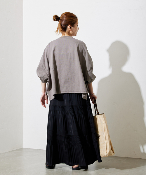 ALORE（アローレ）の「別注【ALORE/アローレ】ボタニカルダイロングTシャツ（Tシャツ/カットソー・レディース・サックスブルー/ホワイト系その他/ブラック系その他/ピンク系その他・FREE）」の6枚目の写真