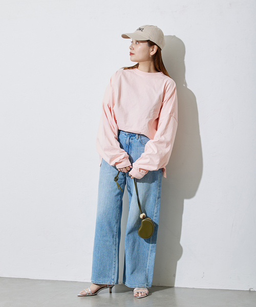 ALORE（アローレ）の「別注【ALORE/アローレ】ボタニカルダイロングTシャツ（Tシャツ/カットソー・レディース・サックスブルー/ホワイト系その他/ブラック系その他/ピンク系その他・FREE）」の16枚目の写真