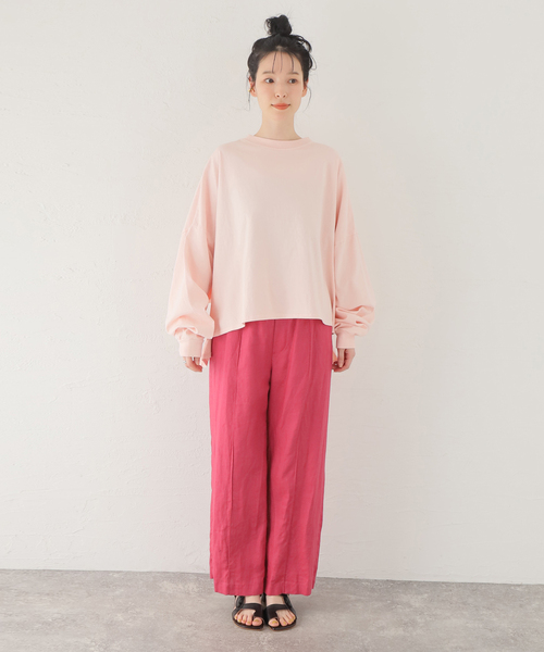 ALORE（アローレ）の「別注【ALORE/アローレ】ボタニカルダイロングTシャツ（Tシャツ/カットソー・レディース・サックスブルー/ホワイト系その他/ブラック系その他/ピンク系その他・FREE）」の19枚目の写真