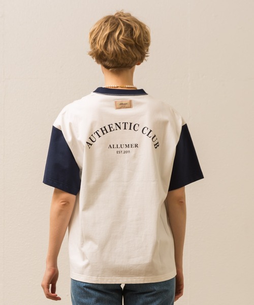 ALLUMER（アリュメール）の「プリントリンガーTシャツ(AUTHENTIC CLUB)（Tシャツ/カットソー・レディース・カーキ/ホワイト×ネイビー・1）」の6枚目の写真