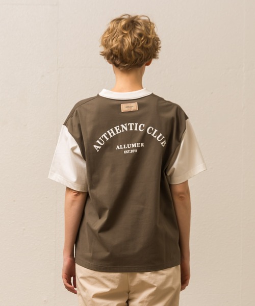 ALLUMER（アリュメール）の「プリントリンガーTシャツ(AUTHENTIC CLUB)（Tシャツ/カットソー・レディース・カーキ/ホワイト×ネイビー・1）」の7枚目の写真