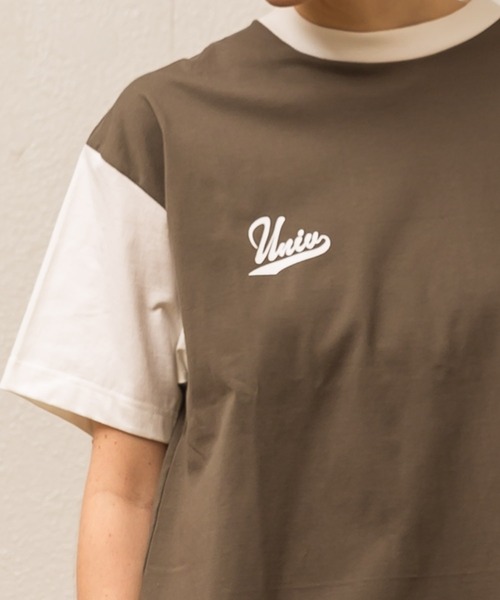 ALLUMER（アリュメール）の「プリントリンガーTシャツ(AUTHENTIC CLUB)（Tシャツ/カットソー・レディース・カーキ/ホワイト×ネイビー・1）」の18枚目の写真