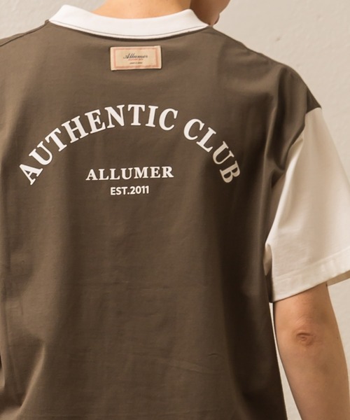 ALLUMER（アリュメール）の「プリントリンガーTシャツ(AUTHENTIC CLUB)（Tシャツ/カットソー・レディース・カーキ/ホワイト×ネイビー・1）」の4枚目の写真