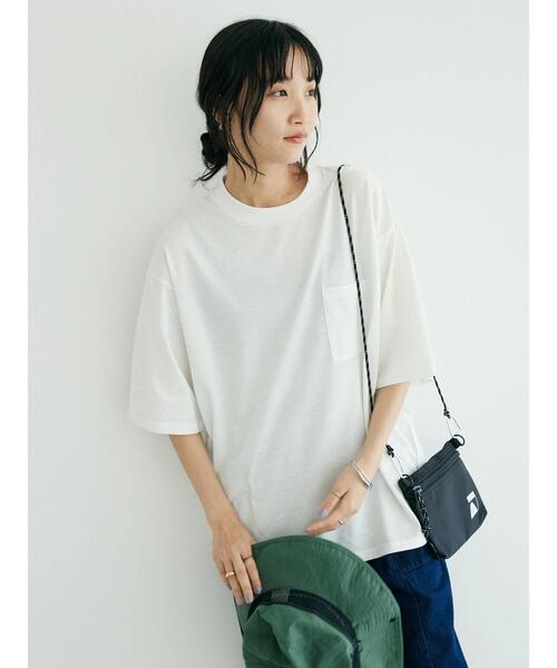 CRAFT STANDARD BOUTIQUE(クラフトスタンダードブティック)の「【汗染み防止】PKT-TEE(Tシャツ/カットソー・レディース・ブラック/カーキ/オフホワイト/杢グレー・M/L/XL)」の5枚目の写真