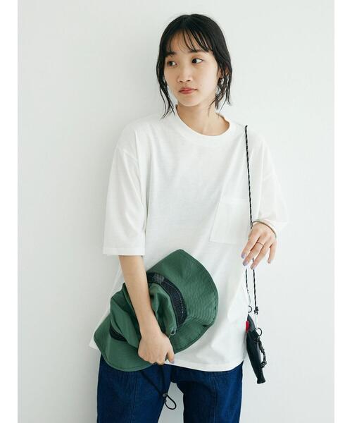 CRAFT STANDARD BOUTIQUE(クラフトスタンダードブティック)の「【汗染み防止】PKT-TEE(Tシャツ/カットソー・レディース・ブラック/カーキ/オフホワイト/杢グレー・M/L/XL)」の9枚目の写真