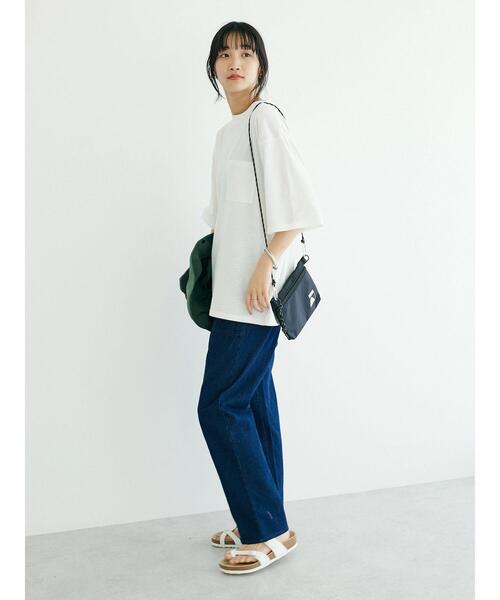 CRAFT STANDARD BOUTIQUE(クラフトスタンダードブティック)の「【汗染み防止】PKT-TEE(Tシャツ/カットソー・レディース・ブラック/カーキ/オフホワイト/杢グレー・M/L/XL)」の14枚目の写真