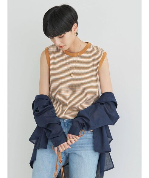 AMERICAN HOLIC(アメリカンホリック)の「針抜きノースリーブボーダープルオーバー(Tシャツ/カットソー・レディース・キャメル/ブラウン・M/L)」の19枚目の写真