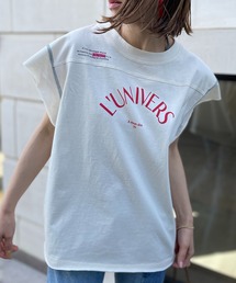 mi via loca | ロゴプリント配色ステッチVintage風Tシャツ(Tシャツ/カットソー)