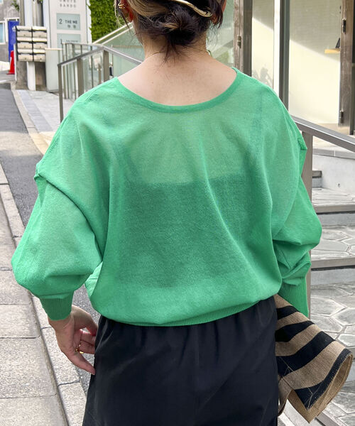 Rie Miller（リエミラー）の「シアー2WAYプルオーバーニット（ニット/セーター・レディース・ライトグレー/ブラック/グリーン・38）」の22枚目の写真