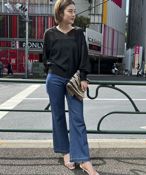 Rie Miller（リエミラー）の「シアー2WAYプルオーバーニット（ニット/セーター・レディース・ライトグレー/ブラック/グリーン・38）」の18枚目の写真