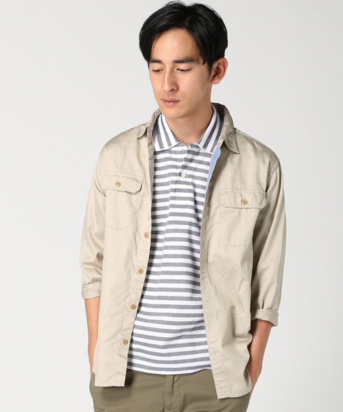 EDIFICE（エディフィス）の「◇スイスコットン3/4ミリタリー シャツ（シャツ/ブラウス・メンズ・ホワイト/ベージュ/カーキ・48/44/46）」の2枚目の写真