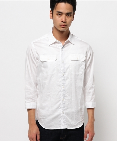 EDIFICE（エディフィス）の「◇スイスコットン3/4ミリタリー シャツ（シャツ/ブラウス・メンズ・ホワイト/ベージュ/カーキ・48/44/46）」の4枚目の写真