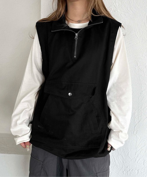 sedacle（セダクル）の「アノラックスタンドネックベスト（ベスト・メンズ・セージグリーン/ブラック/ネイビー・LARGE/MEDIUM）」の2枚目の写真