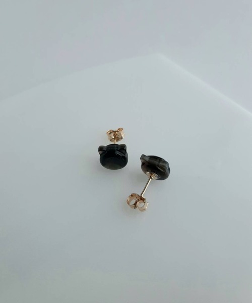 CERCA（チェルカ）の「SARINOHANA/ネコ（猫）一粒シェルピアス/14KGF/SILVER925（ピアス（両耳用）・レディース・ブラック/ホワイト/A/B・FREE）」の17枚目の写真