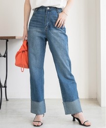 プラスト加工 ストレート ロールアップストレートデニム