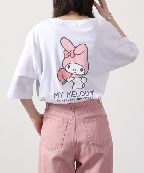 sanrio(サンリオ)の「sanrio サンリオ 半袖 Tシャツ オーバーサイズ(Tシャツ/カットソー・レディース・ホワイト/ライトピンク/サックスブルー/レッド/オフホワイト/ブルーグリーン/レモンイエロー/ホワイト系/ホワイト系1/ホワイト系3/ブラック系/ホワイト系2/ホワイト系4/ブラック・L/LL/M)」の6枚目の写真